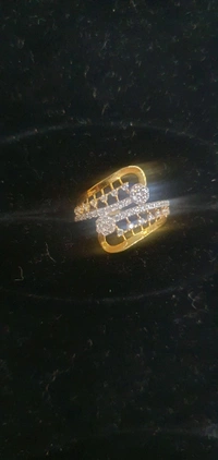 American Diamond 18kt Ladies Ring - Yellow, 15