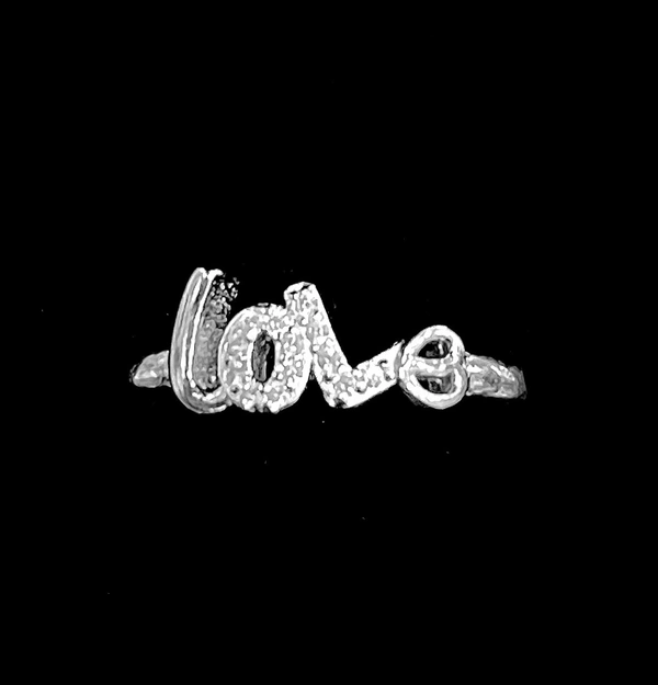 Ladies Silver Love Ring - 92.5 Hallmarked Sterling Silver, 13, 2.70 Grams