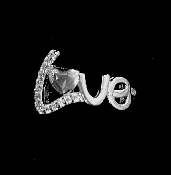 Ladies Silver Love Ring - 92.5 Hallmarked Sterling Silver, 2.5 Grams, 11