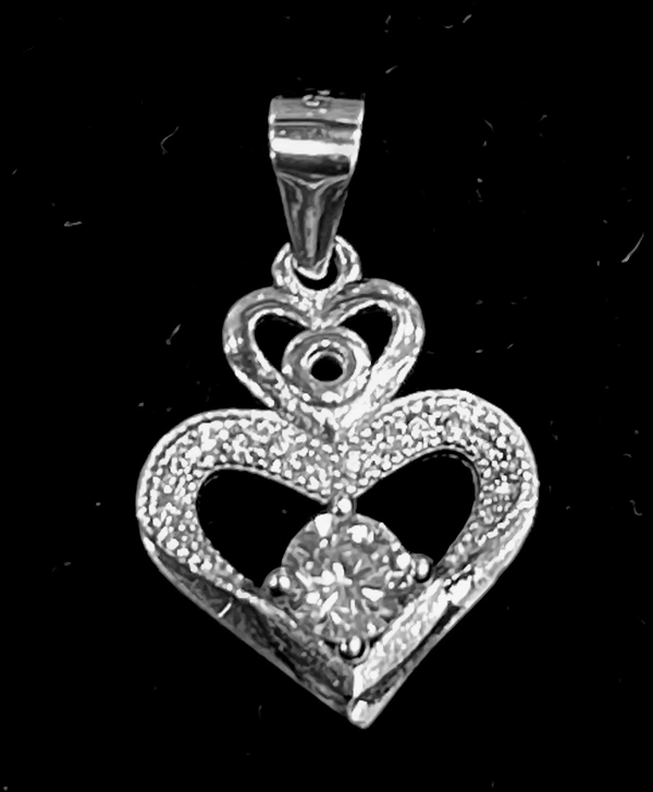 Ladies Silver Heart Shaped Pendant - 92.5 Sterling Silver, 1.5 Grams