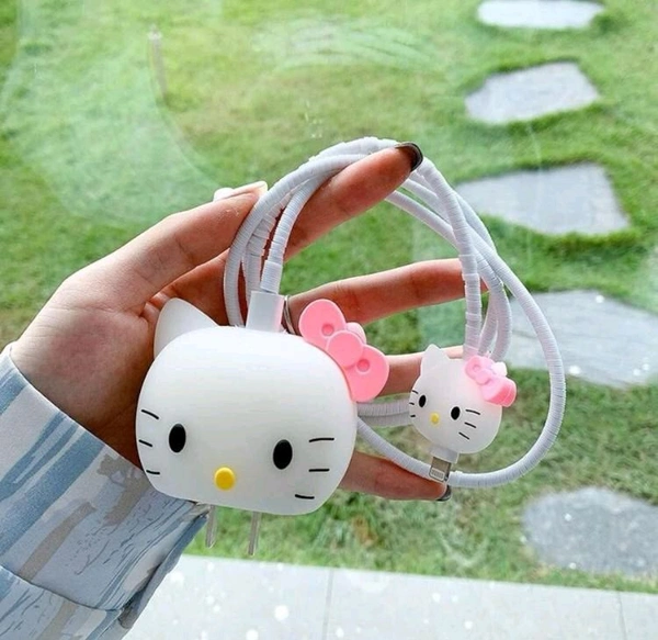 Iphone Charger Cover WHITE KITTY  - White