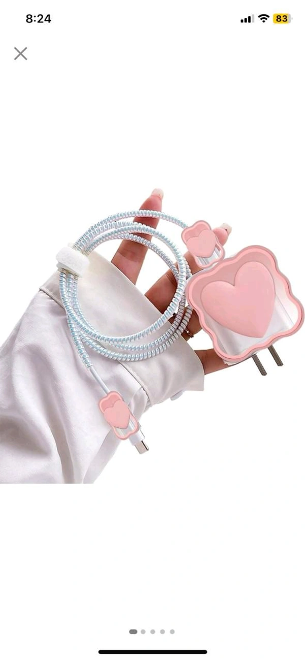 Iphone Charger Cover Pink/White
