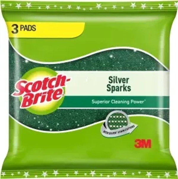 Scotch-Brite Silver Sparks 9.5x14 3s Scrub Pad, 3 Units - 3 Units