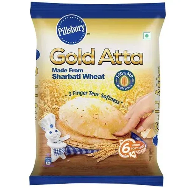 Pillsbury Gold Atta - 100% MP Sharbati Wheat, 12-Hour Softness, High Fibre Atta - 5 Kg
