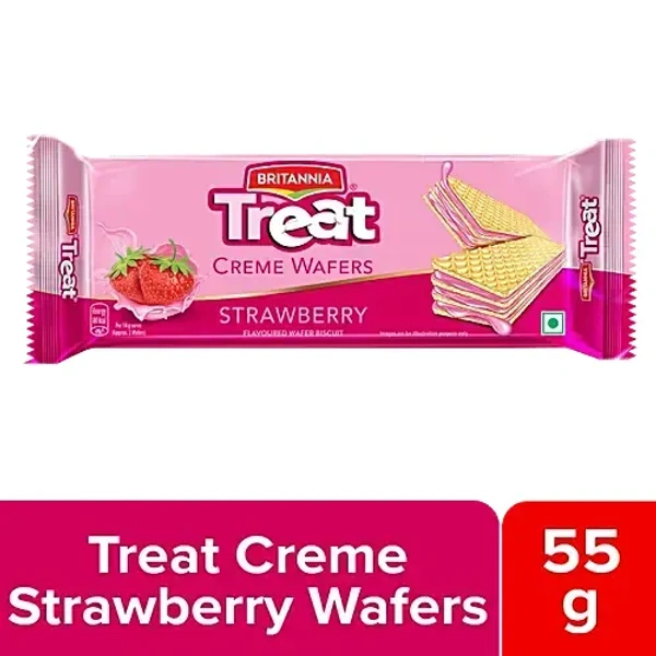 Britannia Treat - Strawberry Flavoured Wafer Biscuit, 55 g - 55 g