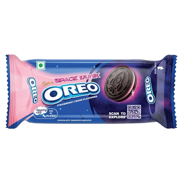 Cadbury Oreo Biscuit Stawberry Flavour Cream Sandwich, 43.75 g - 43.75 g