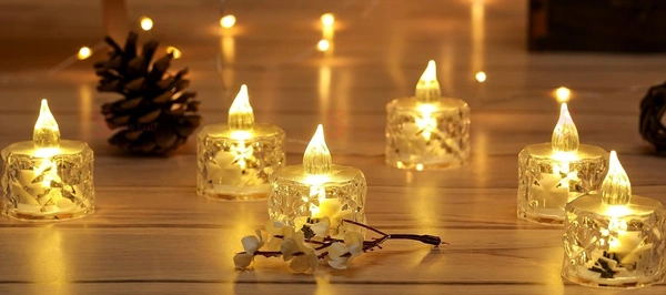 DEEP RISE Crystal Candle Light (1 Pc) Smokeless Flameless Eco-friendly