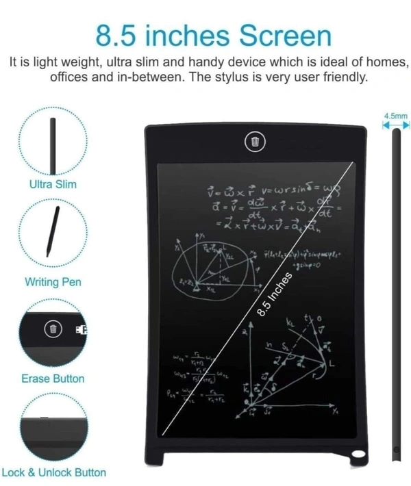 LCD Writing Tablet Screenwriting Toys Smart Digital E-Note Pad 8.5 Inch Light Weight Magic Slate For Drawing Playing Noting By Kids And Adults Best Birthday Gift Girls Boys