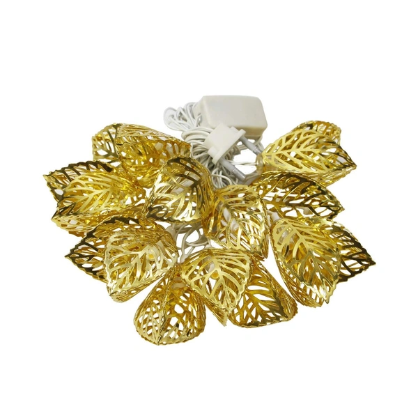 DEEP RISE Golden Leaf Shape LED Metal Lights (Warm-White, Golden)