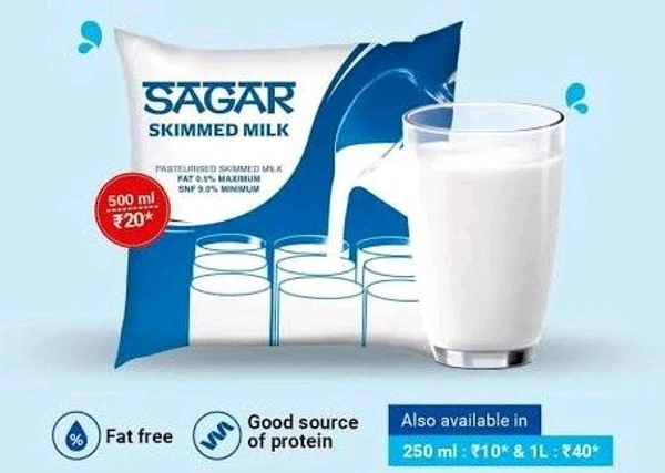 Amul Sagar Milk  - White, 250ml, 48