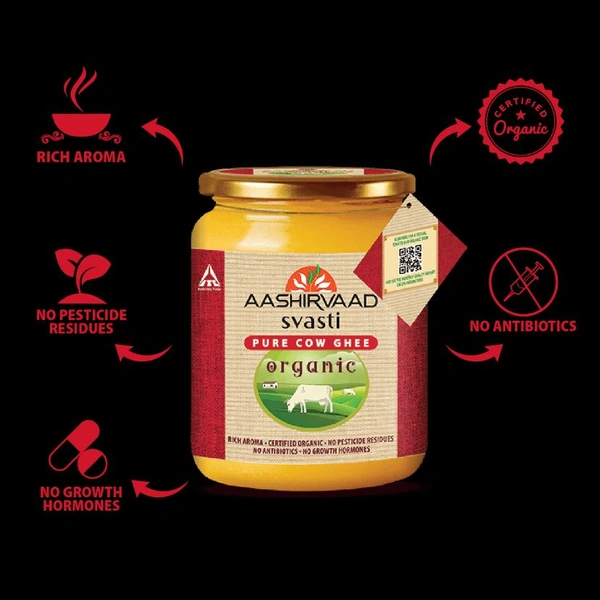 Aashirwad (ITC) Pure Cow Ghee  - 500 G, Organic