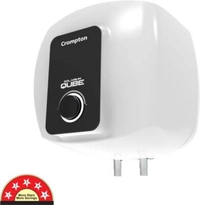 Crompton Solarium Qube 25-litre, 2KW, 5 Star-Rated Storage Water Heater/ Geyser (White & Black) - 25L, White & Black