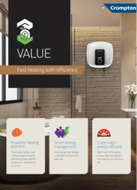 Crompton Solarium Qube 25-litre, 2KW, 5 Star-Rated Storage Water Heater/ Geyser (White & Black) - 25L, White & Black