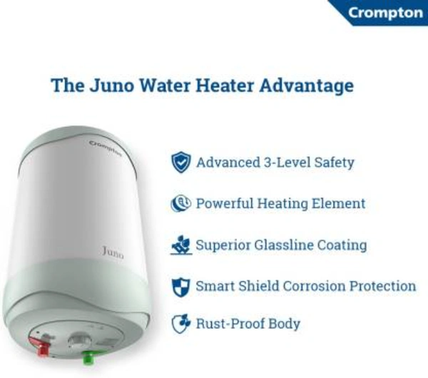 Crompton CROMPTON 25 L Storage Water Geyser (Juno 25 Litres, White, Green) - 25L, Juno 25 Litres, White, Green