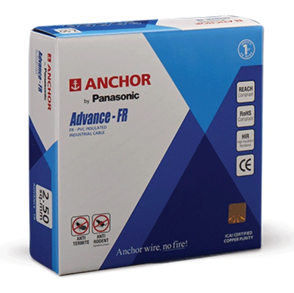 Anchor by Panasonic Advance FR 6.00 Sq.Mm. Blue 90 Meter Anchor by Panasonic Advance Fr 1100V High Voltage Industrial Cable - 6 MM, Red, Black, Blue, Yellow, NA