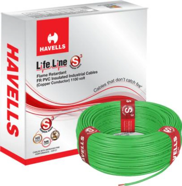 Havells HAVELLS PVC, HRFR PVC 0.75 sq/mm Green 90 m Wire  (Green) - 0.75MM, Green, NA