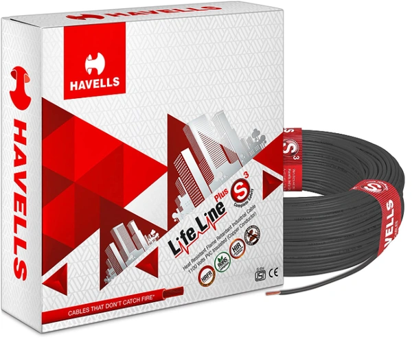 Havells Life Line Plus S3 1.5 sq mm PVC HRFR Cable  - 1.5 MM, Red, Blue, Yellow, Black, NA