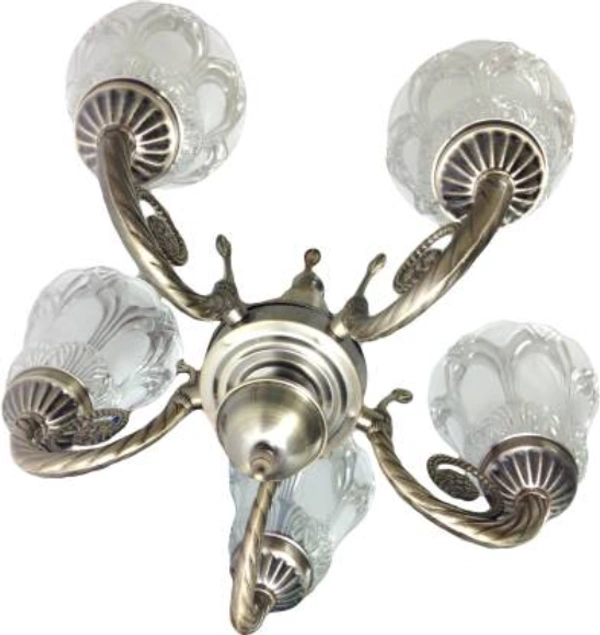 Das/P/ Brass Jhumar Chandelier Ceiling Lamp - Hanging , Golden, Glass, NA
