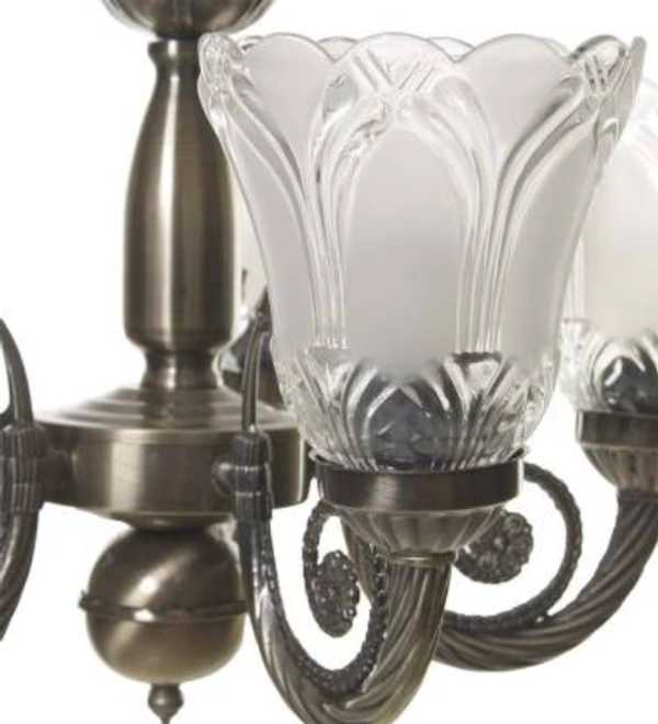 Das/P/ Brass Jhumar Chandelier Ceiling Lamp - Hanging , Golden, Glass, NA