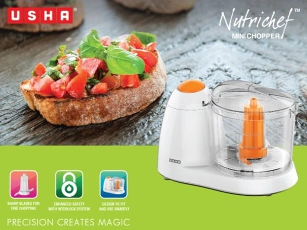 USHA Usha (3440 Super Chef) 70-Watt Mini Chopper (White) - 70W, WHITE, 1 YEAR BRAND WARRANTY