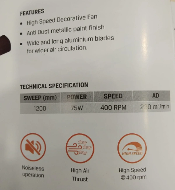 RR VINDR+ ANTI DUST FAN 1200MM, ROSE GOLD - 1200MM, ROSE GOLD, 2 Year