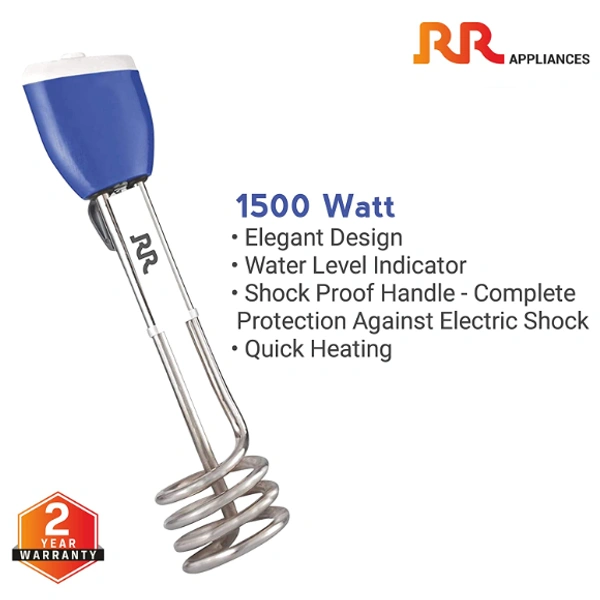 RR ELECTRIC 1000-Watt Immersion Heater 1.0 KW (Multicolour) - 1000W, Green, 2 Year Brand Warranty