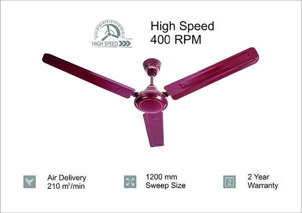 USHA Racer 1200MM BROWN 1200 mm 3 Blade Ceiling Fan  (Rich Ivory) - 1200MM, BROWN, 2 Year's Manufacturer Warranty