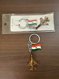 Fighter Jet with tri-colour flag Metallic  Keychain
