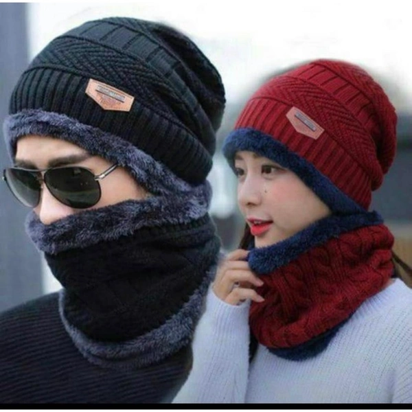 smilenscribble  Woollen Cap And Front Warmer - Gray