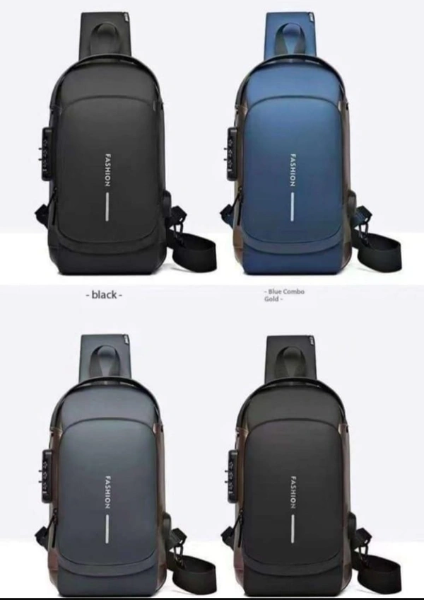  Anti Theft Unisex Waterproof Side Bag, USB Charging port Shoulder Backpack With Multifunctional Use for Travel - Black