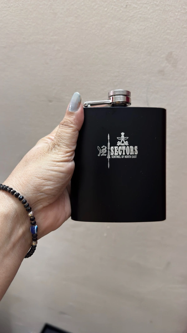 Hip Flask Black  - Black, Customisation Available, 200 GMs