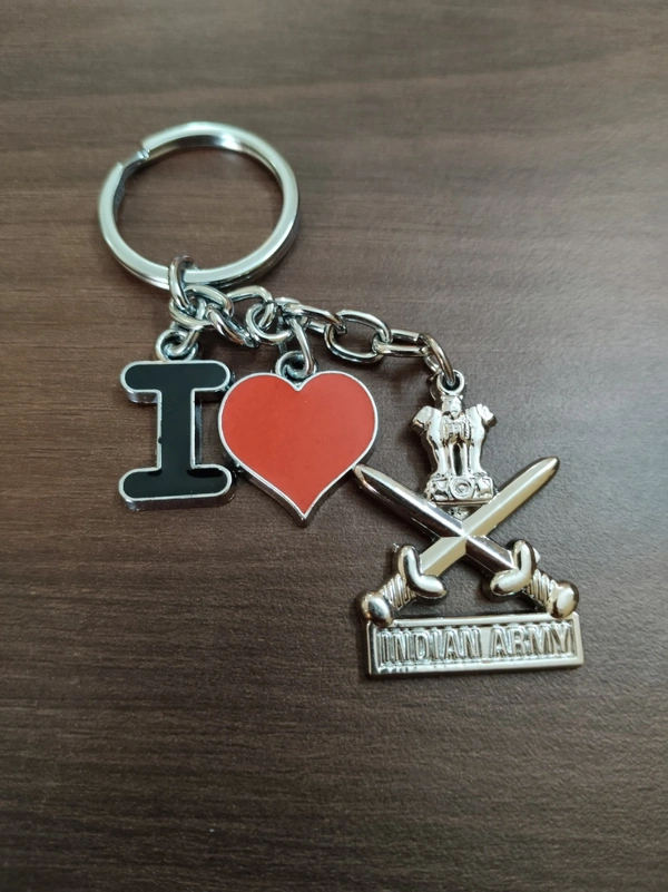 I Love Indian Army Keychain 