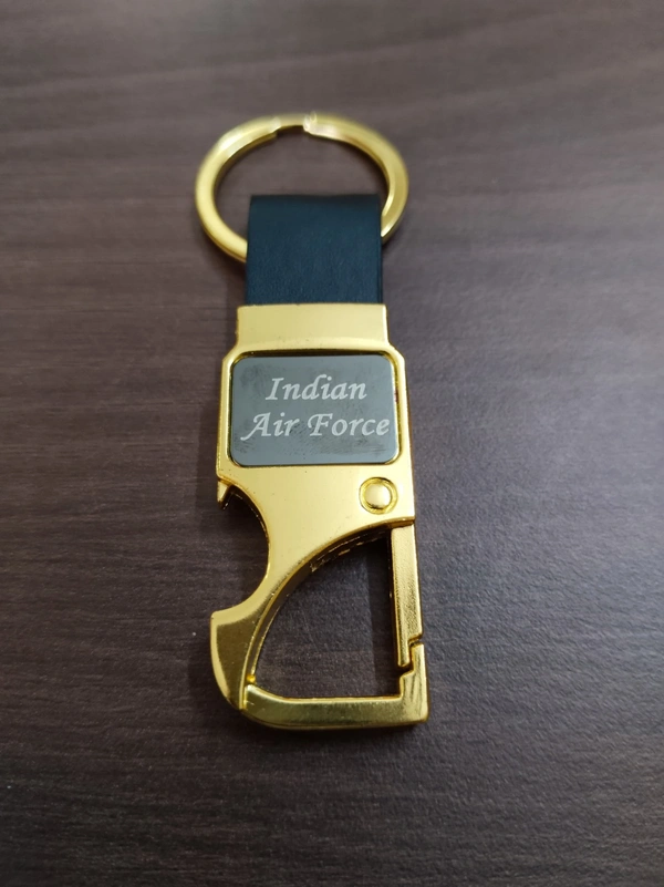 metallic Golden Lock hook keychain with Bottle Opener 