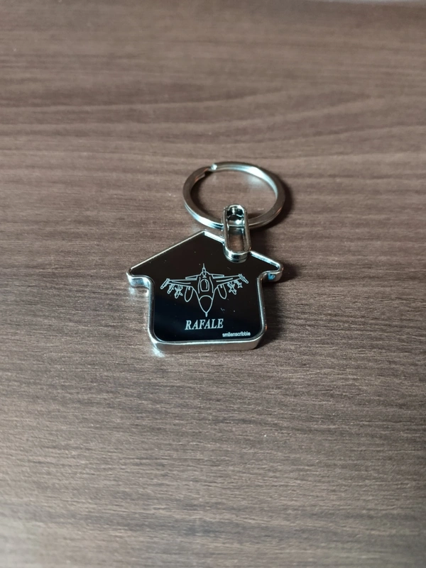 Metallic House shaped RAFALE Keychain 