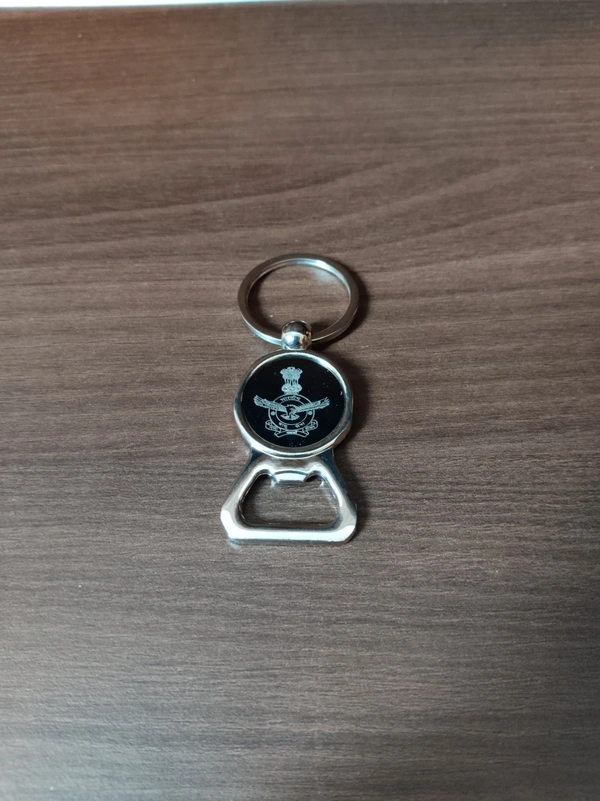 Metallic round Keychain With Bottle Opener