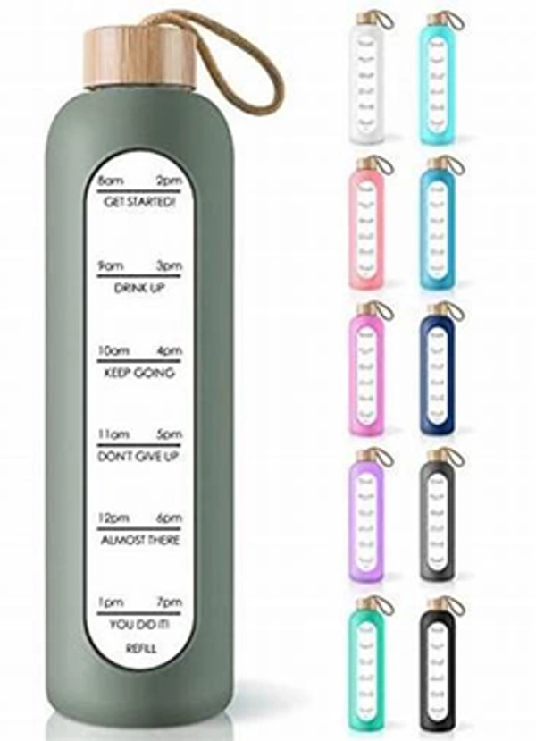 GLASS MOTIVATIONAL BOTTLE WITH RUBBER SLEEVE