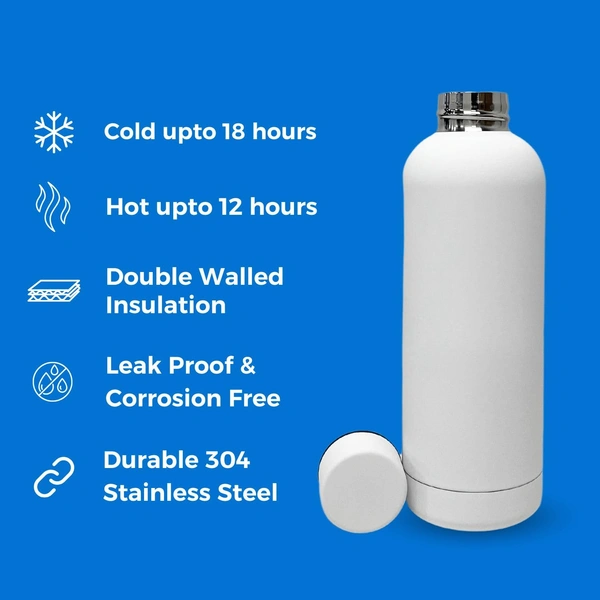 RUBBER TEXTURE MATT FINISH INSULATED BOTTLE - White