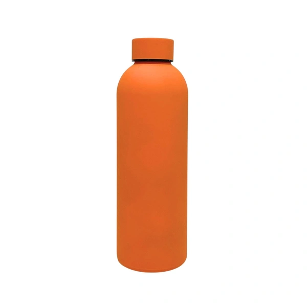 RUBBER TEXTURE MATT FINISH INSULATED BOTTLE - Web Orange