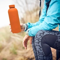 RUBBER TEXTURE MATT FINISH INSULATED BOTTLE - Web Orange