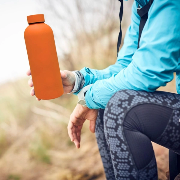 RUBBER TEXTURE MATT FINISH INSULATED BOTTLE - Web Orange