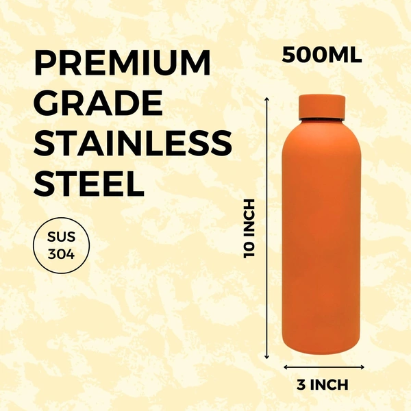 RUBBER TEXTURE MATT FINISH INSULATED BOTTLE - Web Orange