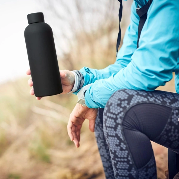 RUBBER TEXTURE MATT FINISH INSULATED BOTTLE - Black