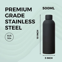 RUBBER TEXTURE MATT FINISH INSULATED BOTTLE - Black