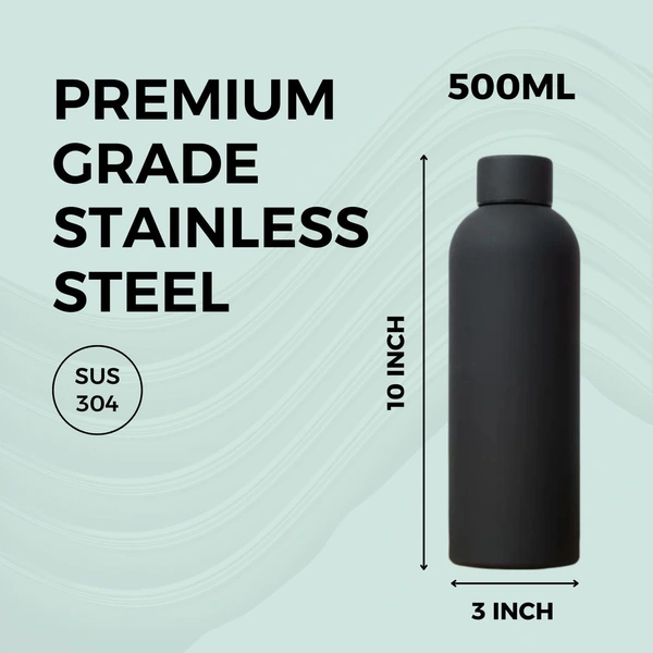 RUBBER TEXTURE MATT FINISH INSULATED BOTTLE - Black