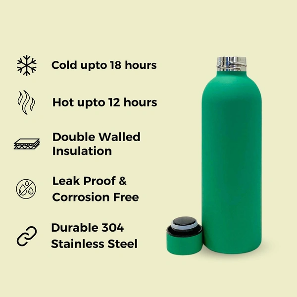 RUBBER TEXTURE MATT FINISH INSULATED BOTTLE - Apple