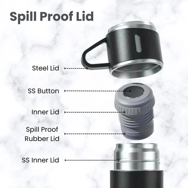 VACUUM FLASK WITH THREE CUPS - Black