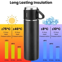 VACUUM FLASK WITH THREE CUPS - Black