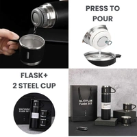 VACUUM FLASK WITH THREE CUPS - Black