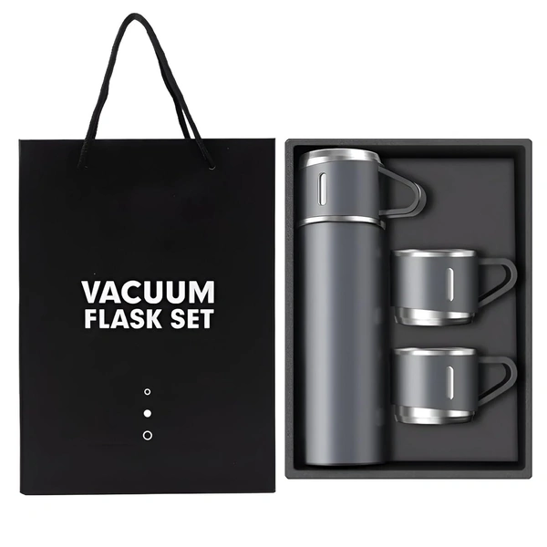 VACUUM FLASK WITH THREE CUPS - Gray