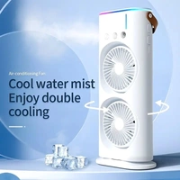 Portible Double Head Fan & Cooler Mist with Humidifier and Swing LED